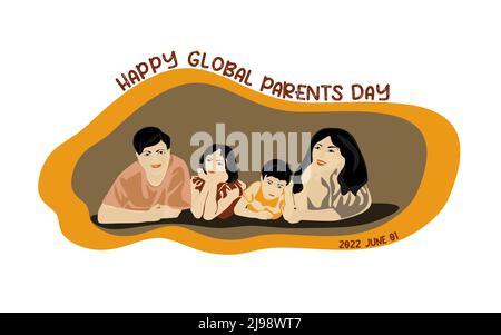 Illustration vectorielle Happy Global Day of parents. Design, bannière ou carte de la journée des parents du monde conceptuel. Design vectoriel plat de la famille européenne Illustration de Vecteur