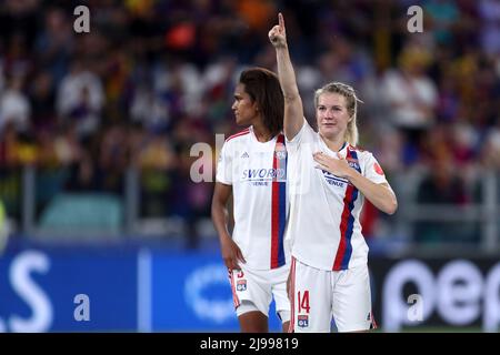 Du match final de l'UEFA Women's Champions League entre le FC Barcelone et l'Olympique Lyon au stade Juventus le 21 mai 2022 à Turin, Italie . Banque D'Images