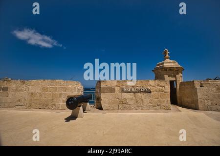 Vieille arme à feu au fort Sant'Angelo à la Valletta Banque D'Images