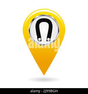 Pointeur de carte. Indexer les zones de champ magnétique sur la carte. Symbole de sécurité. Objet jaune sur fond blanc. Illustration vectorielle. Illustration de Vecteur