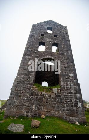 L'arbre de la chambre de pompage Bellingham Papule Jenkin Mine, larbins Cornwall Banque D'Images