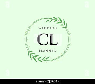 CL initiales lettre mariage monogramme logos collection, dessin à la main moderne minimaliste et modèles floraux pour cartes d'invitation, Save the Date, élégant Illustration de Vecteur