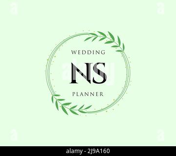 NS initiales lettre mariage monogramme collection de logos, dessin à la main moderne minimaliste et modèles floraux pour cartes d'invitation, Save the Date, élégant Illustration de Vecteur