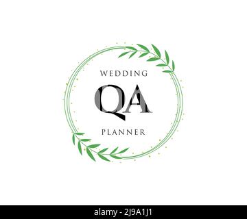 QA initiales lettre mariage monogramme collection de logos, dessin à la main moderne minimaliste et modèles floraux pour cartes d'invitation, Save the Date, élégant Illustration de Vecteur