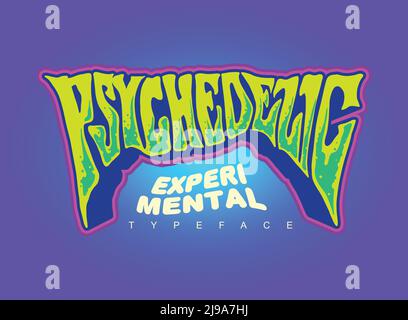Texte psychédélique typographique illustrations vectorielles pour votre logo de travail, t-shirt de marchandise, autocollants et dessins d'étiquettes, affiche, cartes de vœux Illustration de Vecteur