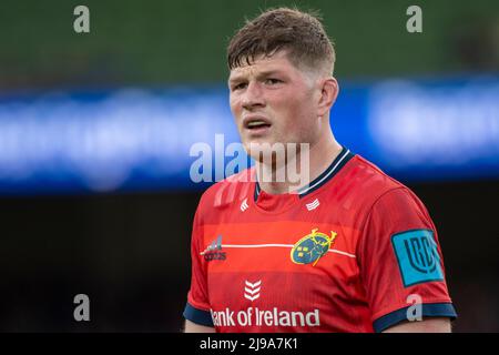 Dublin, Irlande. 21st mai 2022. Jack O'Donoghue de Munster lors du match de rugby de championnat de rugby de l'United Rugby Round 18 entre Leinster Rugby et Munster Rugby au stade Aviva de Dublin, Irlande, le 21 mai 2022 (photo par Andrew SURMA/ Credit: SIPA USA/Alay Live News Banque D'Images