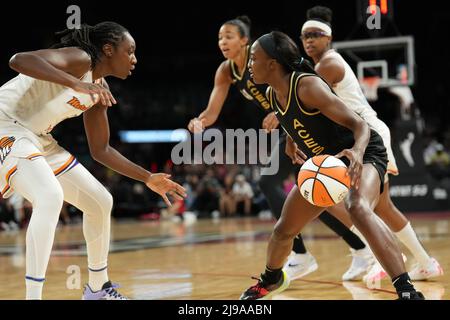 LAS VEGAS, NV - 21 MAI : match de basket-ball entre Las Vegas Aces et Phoenix Mercury lors de la WNBA 2022 au Michelob Ultra Arena le 21 mai 2022 à Las Vegas, États-Unis. (Photo de Louis Grasse/) Banque D'Images