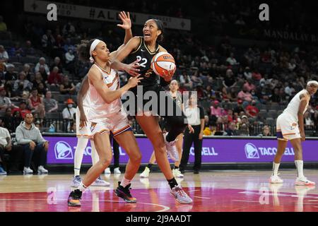 LAS VEGAS, NV - 21 MAI : match de basket-ball entre Las Vegas Aces et Phoenix Mercury lors de la WNBA 2022 au Michelob Ultra Arena le 21 mai 2022 à Las Vegas, États-Unis. (Photo de Louis Grasse/) Banque D'Images