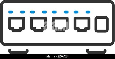 Icône commutateur Ethernet. Contour gras modifiable avec Color Fill Design. Illustration vectorielle. Illustration de Vecteur