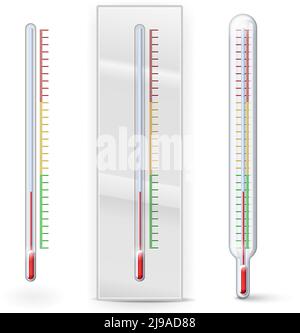 Thermomètre avec graduations isolées sur blanc. Illustration vectorielle. Opacité EPS10 Illustration de Vecteur