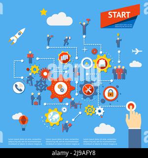 Lancer l'illustration du vecteur infographique du diagramme de processus métier Illustration de Vecteur