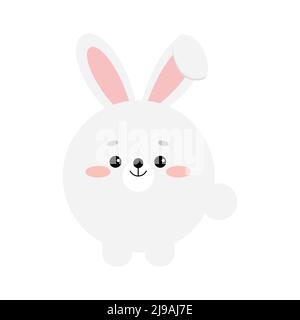 Icône de visage animal de lapin de ferme circulaire isolée sur fond blanc. Illustration de Vecteur