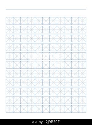 Classeur pour l'écriture de hiéroglyphes. Papier ligné pour l'impression. Motif géométrique pour l'école. Papier ligné réaliste. Simulateur d'écriture en chinois Illustration de Vecteur