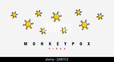 Bannière avec illustration vectorielle du virus jaune. Le concept de la propagation de la maladie de la monkeypox. Illustration vectorielle de la varicelle. Illustration de Vecteur