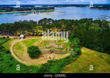 France, Morbihan, Golfe du Morbihan, Larmor Baden, Ile de Gavrinis, Cairn de Gavrinis datant de 3500 av. J.-C., Banque D'Images