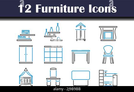 Ensemble d'icônes de meuble. Contour gras modifiable avec Color Fill Design. Illustration vectorielle. Illustration de Vecteur