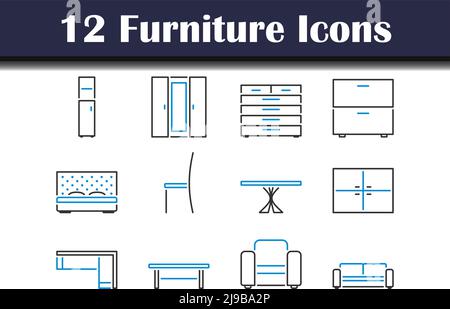 Ensemble d'icônes de meuble. Contour gras modifiable avec Color Fill Design. Illustration vectorielle. Illustration de Vecteur