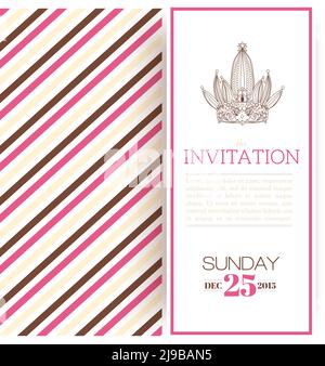 Modèle de carte d'invitation princesse rayures vector illustration Illustration de Vecteur