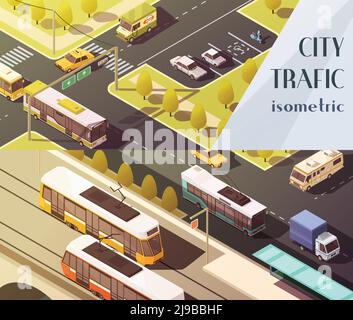 Banderoles horizontales de transport avec symboles de circulation urbaine isométriques isolées illustration vectorielle Illustration de Vecteur