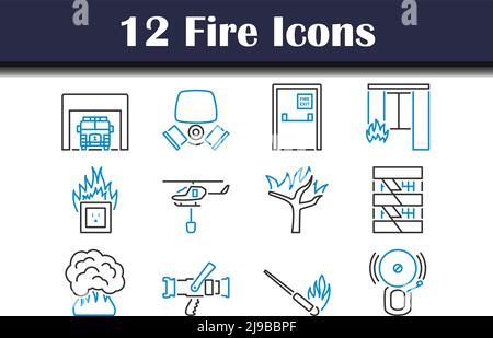 Ensemble d'icônes de feu.Contour gras modifiable avec Color Fill Design.Illustration vectorielle. Illustration de Vecteur