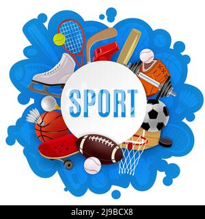 Concept d'équipement de sport avec accessoires de jeux de compétition et vecteur de vêtements de sport illustration Illustration de Vecteur