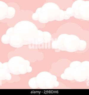 Dessin-dessin sans couture rose stylisé nuages texture. Motif SKY sans couture Illustration de Vecteur