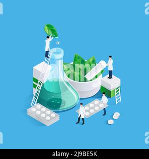Contexte conceptuel avec des images de médicaments pharmaceutiques de chimistes de production de médicaments figures portant des cartes de blister de pilules illustration vectorielle Illustration de Vecteur