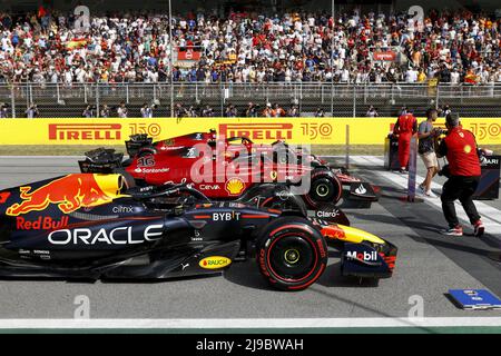 Parc ferme de qualifications pendant la Formule 1 Pirelli Grand Premio de Espana 2022, 6th tour du Championnat du monde de Formule 1 FIA 2022, sur le circuit de Barcelone-Catalunya, du 20 au 22 mai 2022 à Montmelo, Espagne - photo: DPPI/DPPI/LiveMedia Banque D'Images