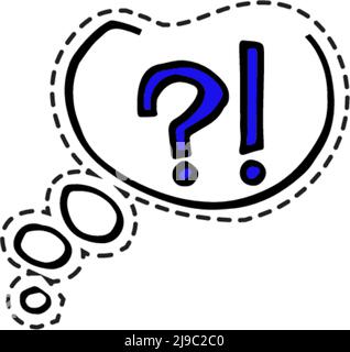 Question et point d'exclamation dans la zone bulle de discussion Illustration de Vecteur