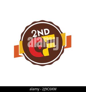 2nd GF Illustration logo, 2nd GF dans le texte avec forme de cercle Illustration de Vecteur