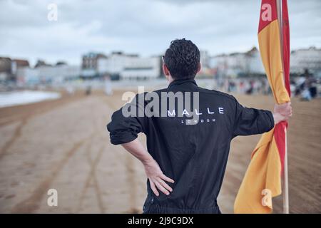 Margate, Kent, Royaume-Uni. 21st mai 2022. Motocycliste pendant la course Mile Beach 2022 à Margate Beach ( Credit: Gergo Toth/Alay Live News Banque D'Images