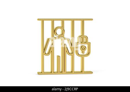 Golden 3D prison icône isolée sur fond blanc - rendu 3D Banque D'Images