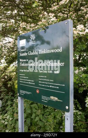 Vues aériennes de la chambre de Burial de Tinkinswood, Vale de Glamourgan, pays de Galles du Sud, Royaume-Uni Banque D'Images