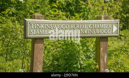 Vues aériennes de la chambre de Burial de Tinkinswood, Vale de Glamourgan, pays de Galles du Sud, Royaume-Uni Banque D'Images