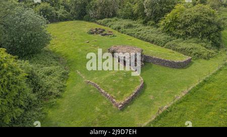 Vues aériennes de la chambre de Burial de Tinkinswood, Vale de Glamourgan, pays de Galles du Sud, Royaume-Uni Banque D'Images