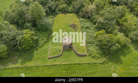 Vues aériennes de la chambre de Burial de Tinkinswood, Vale de Glamourgan, pays de Galles du Sud, Royaume-Uni Banque D'Images