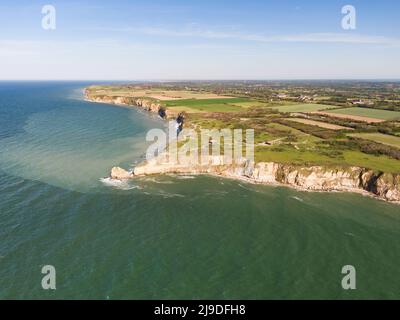 Photo de la pointe du hoc - site historique du DDay de Normandie pendant la Seconde Guerre mondiale. Banque D'Images