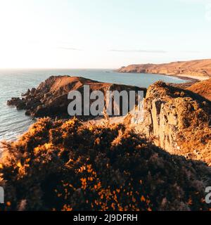 La Baie d'Ecalgrain à la fin de la journée en France Banque D'Images