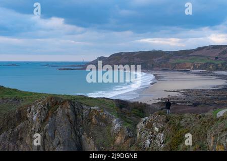 La Baie d'Ecalgrain à la fin de la journée en France Banque D'Images