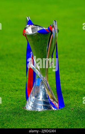 Turin, Italie. 21st, mai 2022. Le trophée de la Ligue des champions vu à la finale de la Ligue des champions des femmes de l’UEFA entre Barcelone et l’Olympique Lyon au stade Juventus de Turin. (Crédit photo: Gonzales photo - Tommaso Fimiano). Banque D'Images