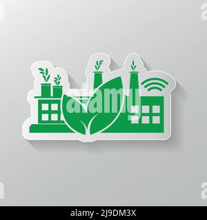 Ecologie d'usine, icône de l'industrie, énergie propre avec idées de concept écologiques, illustration vectorielle Illustration de Vecteur