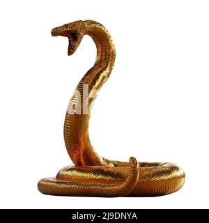 serpent d'or isolé sur fond blanc (illustration scientifique 3d) Banque D'Images