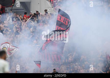 Reggio Emilia, Italie. 22nd mai 2022. Supporters (Milan) Pendant la série italienne Un match entre Sassuolo 0-3 Milan au stade Mapei le 22 mai 2022 à Reggio Emilia, Italie. (Photo de Maurizio Borsari/AFLO) Banque D'Images