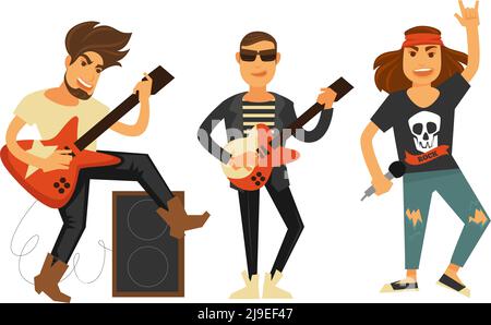 Rock band, musiciens sur scène Vector Illustration de Vecteur