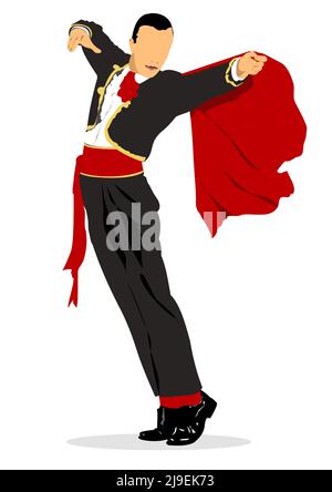 Jeune homme dansant le flamenco. Illustration de Vector 3D Illustration de Vecteur