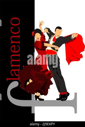 Jeune couple dansant le flamenco. Illustration de Vector 3D Illustration de Vecteur