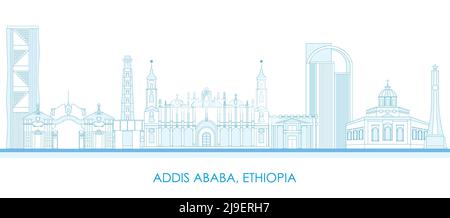 Outline Skyline panorama de la ville d'Addis-Abeba, Ethiopie - illustration vectorielle Illustration de Vecteur