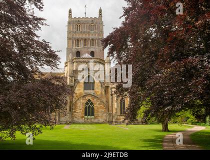 Extérieur de l'abbaye de Tewkesbury Banque D'Images