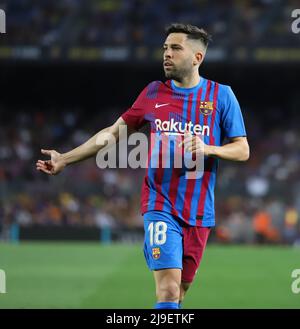 Sabadell, Barcelone, Espagne. 22nd mai 2022. Barcelone Espagne 22.05.2022 Jordi Alba (FC Barcelone) regarde pendant la Liga Santander entre le FC Barcelone et Villarreal CF au Camp Nou le 22 mai 2022 à Barcelone. (Credit image: © Xavi Urgeles/ZUMA Press Wire) Credit: ZUMA Press, Inc./Alamy Live News Banque D'Images