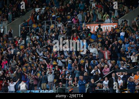 Exeter, Devon, Royaume-Uni. 22nd mai 2022. Les fans d'Exeter Chiefs fêtent la finale du Premier 15s. Femmes Allianz Premier 15s semi final- Exeter Chiefs Women contre Bristol Bears Women - Dimanche 22nd Mai 2022 - Sandy Park - Exeter, Dimanche 22, Mai 2022 - Sandy Park - Exeter - Royaume-Uni crédit photo obligatoire: Martin Edwards crédit: Martin Edwards/Alay Live News Banque D'Images